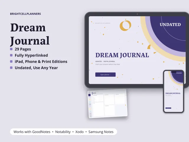 Dream Journal – Digital Planners by BrightCellPlanStudio