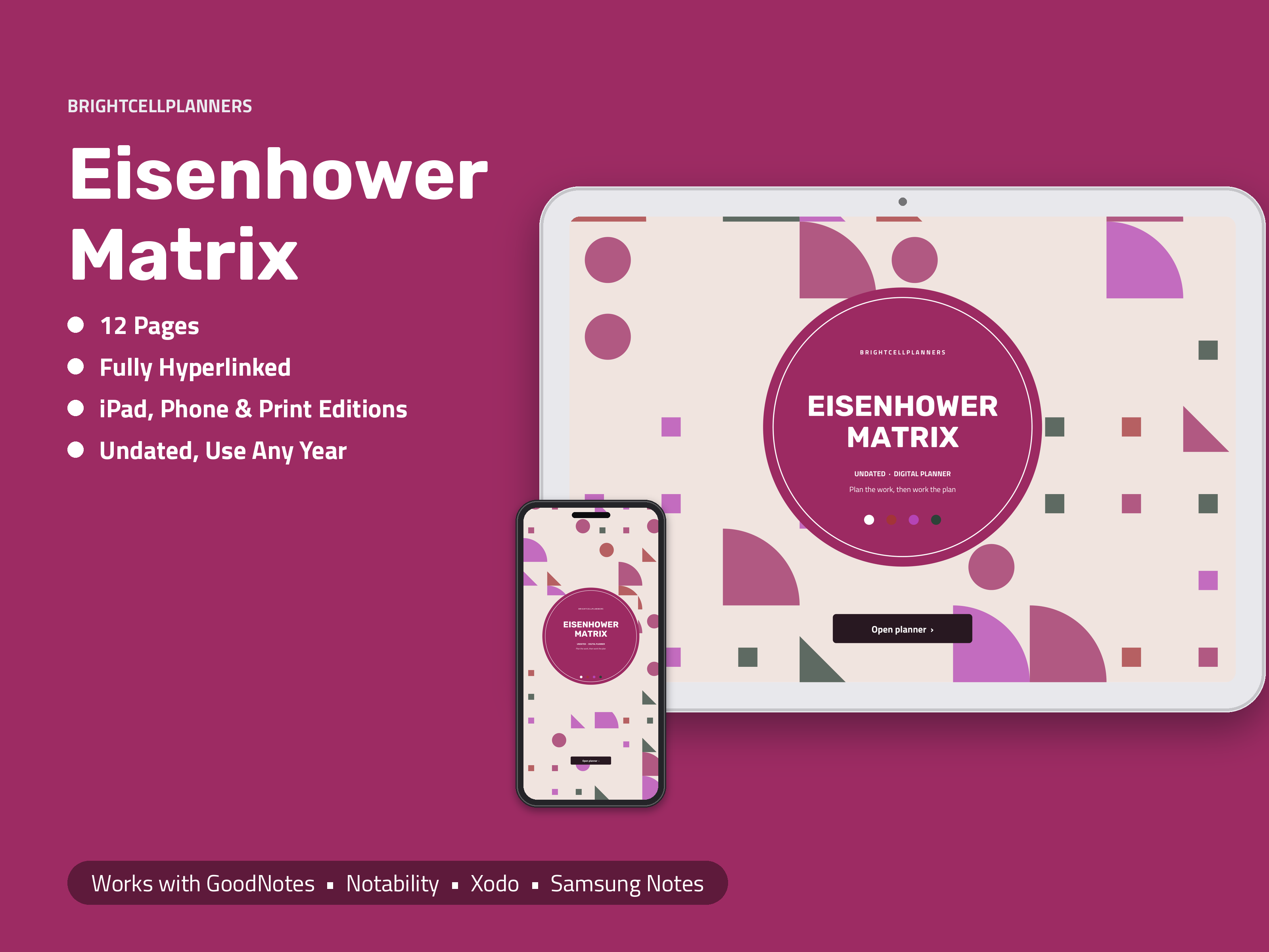 Eisenhower Matrix – Digital Planners by BrightCellPlanStudio
