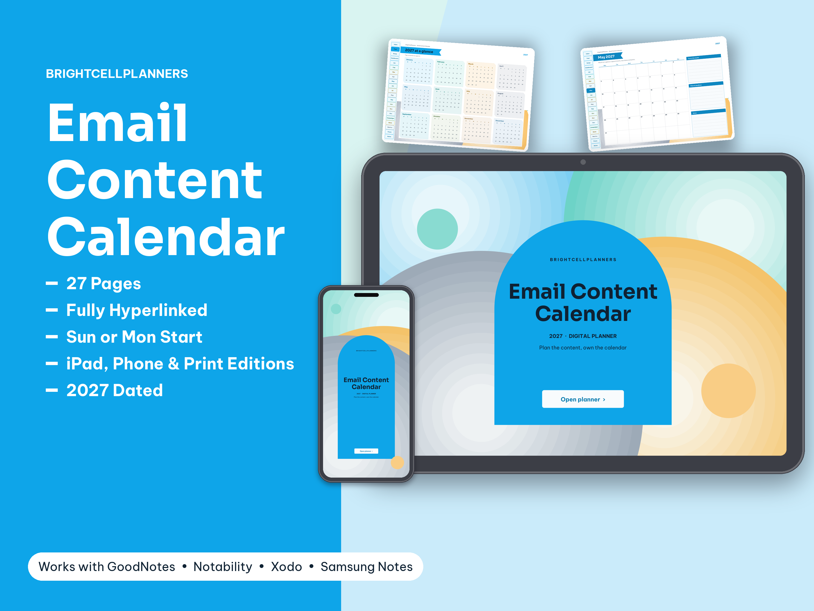 Email Content Calendar – Digital Planners by BrightCellPlanStudio