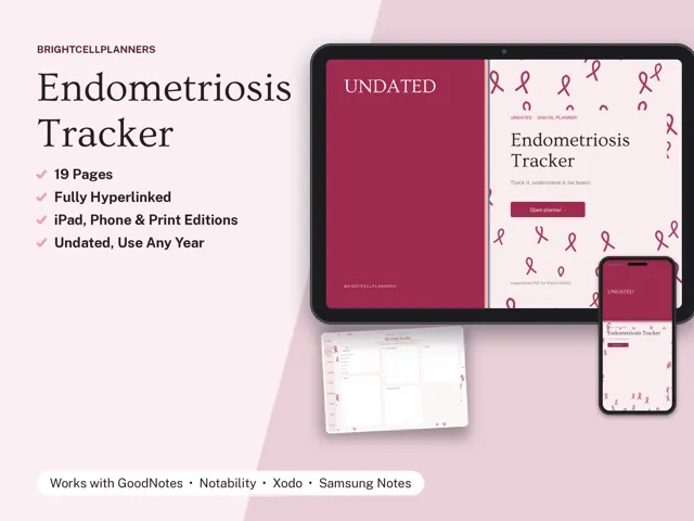 Endometriosis Tracker – Digital Planners by BrightCellPlanStudio
