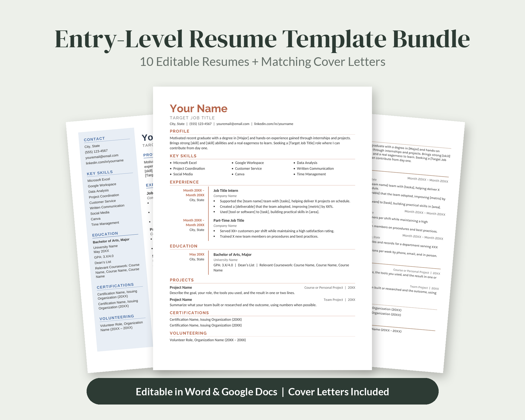 Entry-Level Resume Bundle – Resume Templates by SpoonfulOfCalmStudio