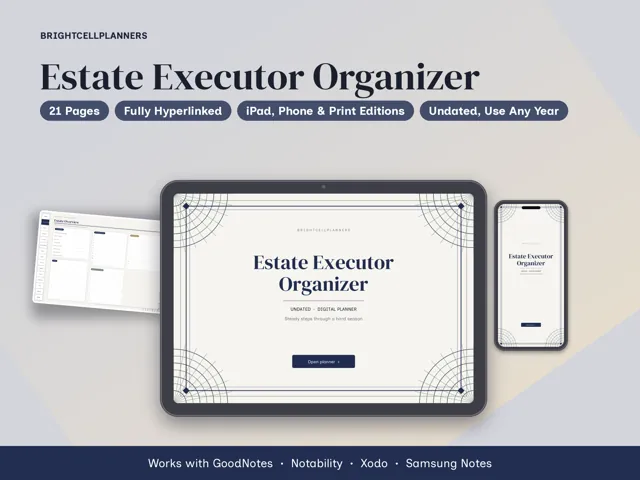 Estate Executor Organizer Planner – Digital Planners by BrightCellPlanStudio