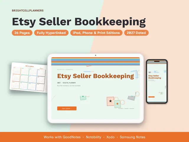 Etsy Seller Bookkeeping – Digital Planners by BrightCellPlanStudio