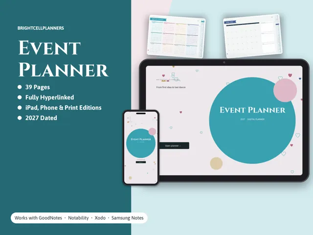 Event Planner – Digital Planners by BrightCellPlanStudio
