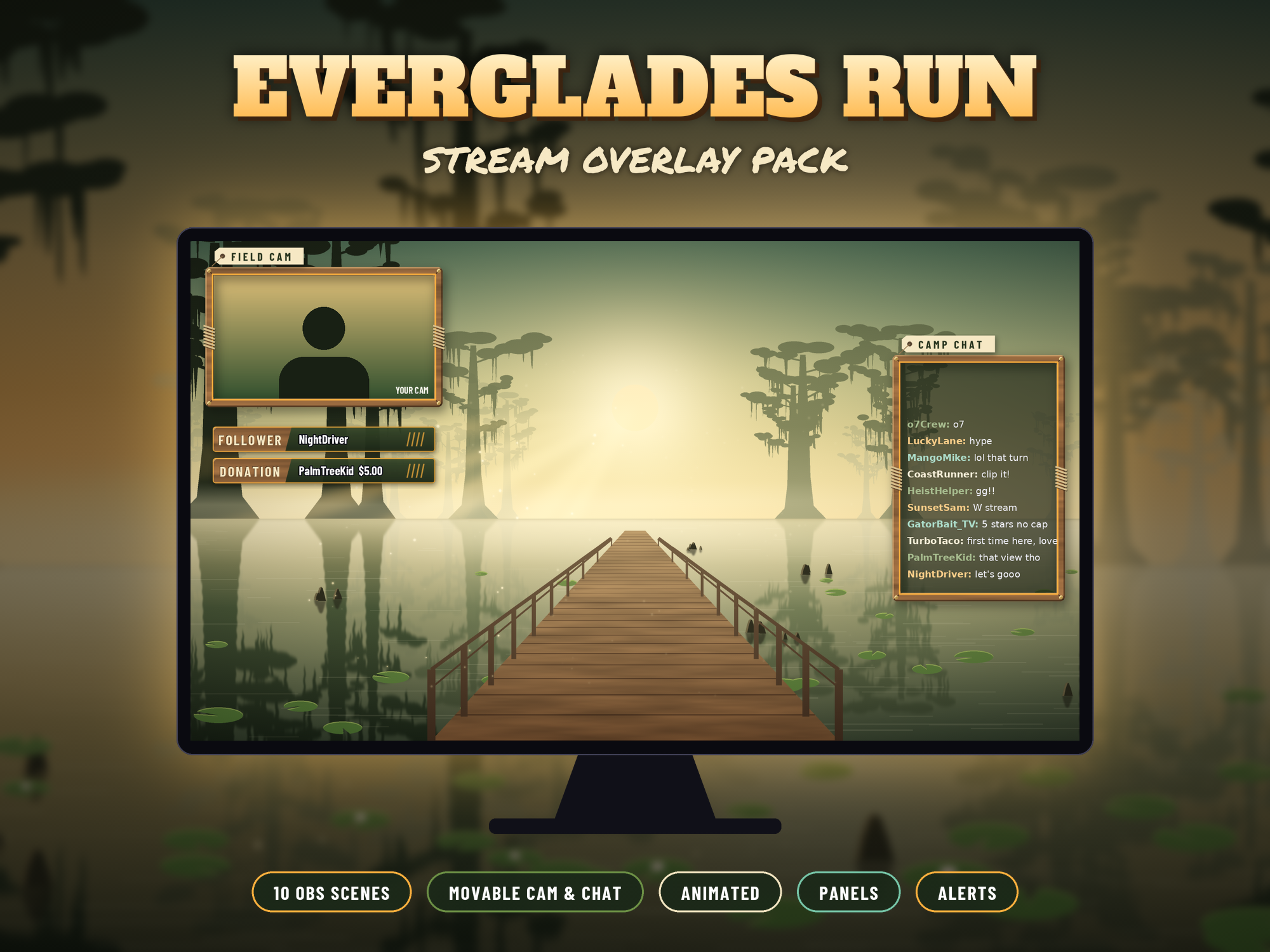 Everglades Run Stream Overlay Pack – OBS Stream Overlays by SpoonfulOfCalmStudio