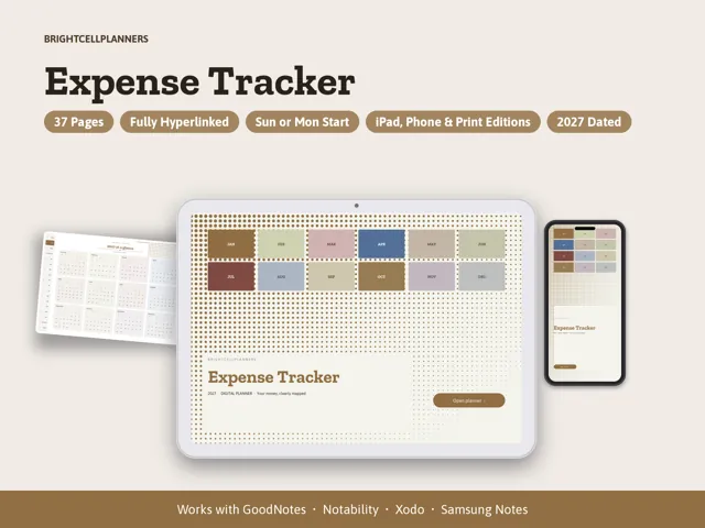 Expense Tracker – Digital Planners by BrightCellPlanStudio