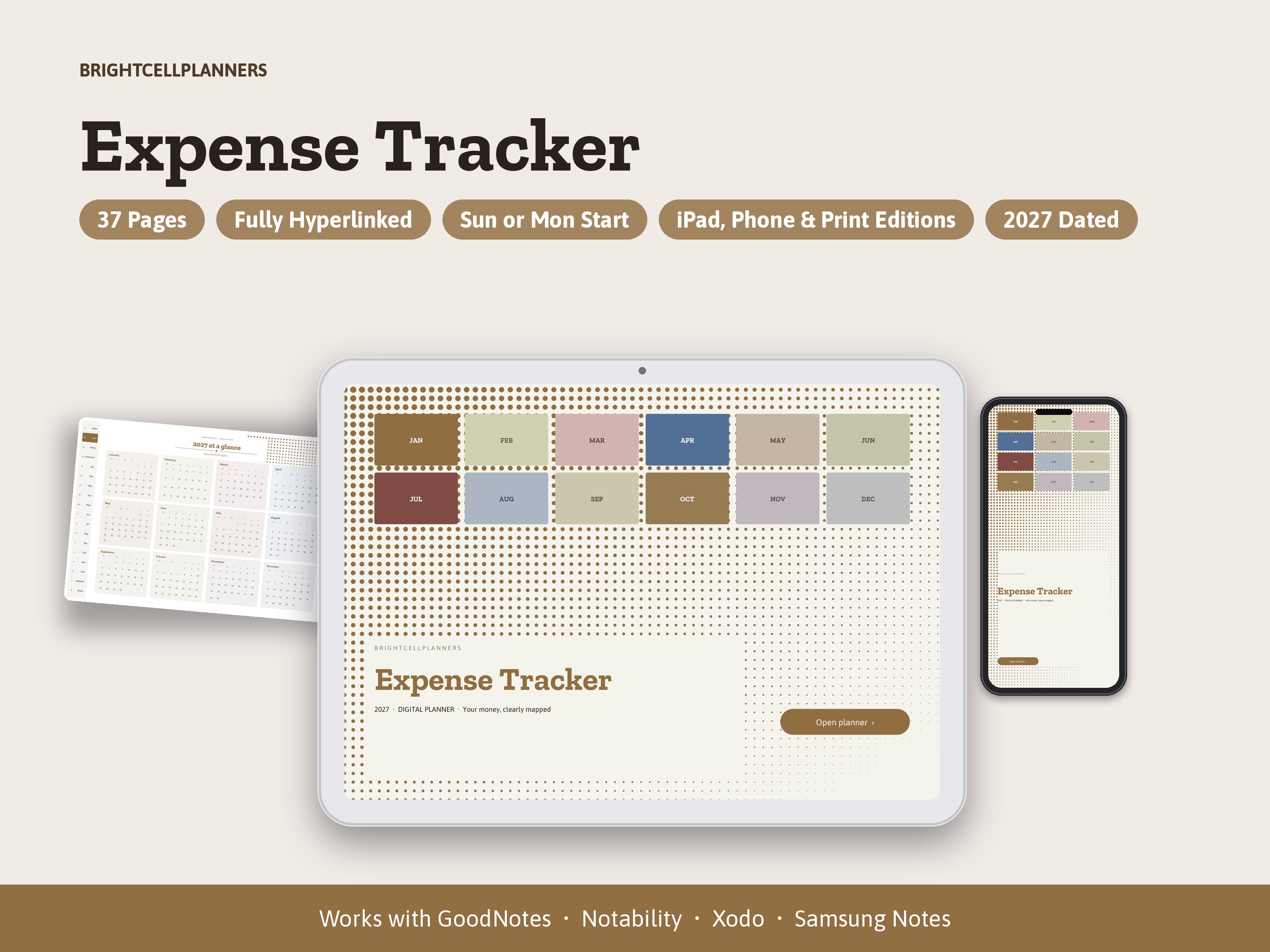 Expense Tracker – Digital Planners by BrightCellPlanStudio