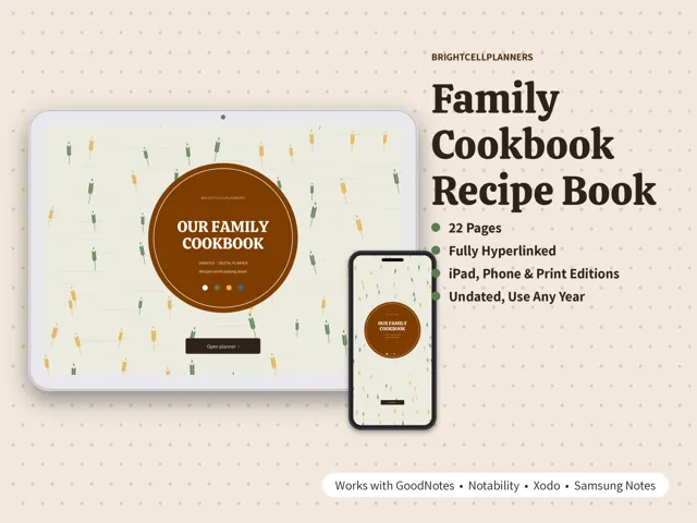 Recipe Book – Digital Planners by BrightCellPlanStudio
