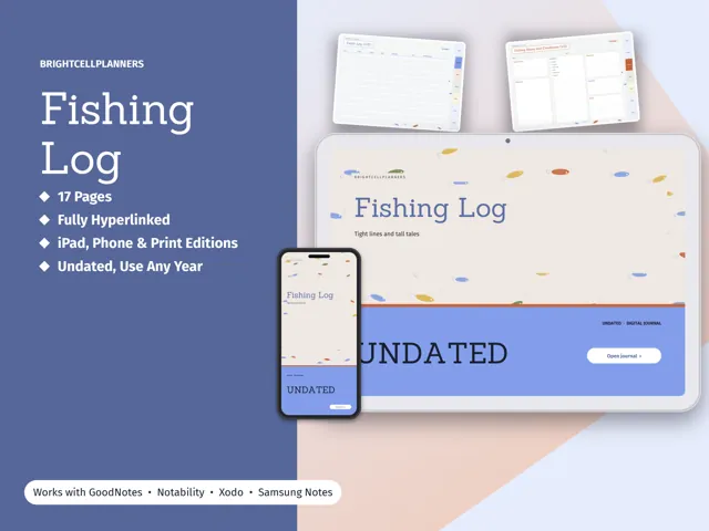 Fishing Log – Digital Planners by BrightCellPlanStudio