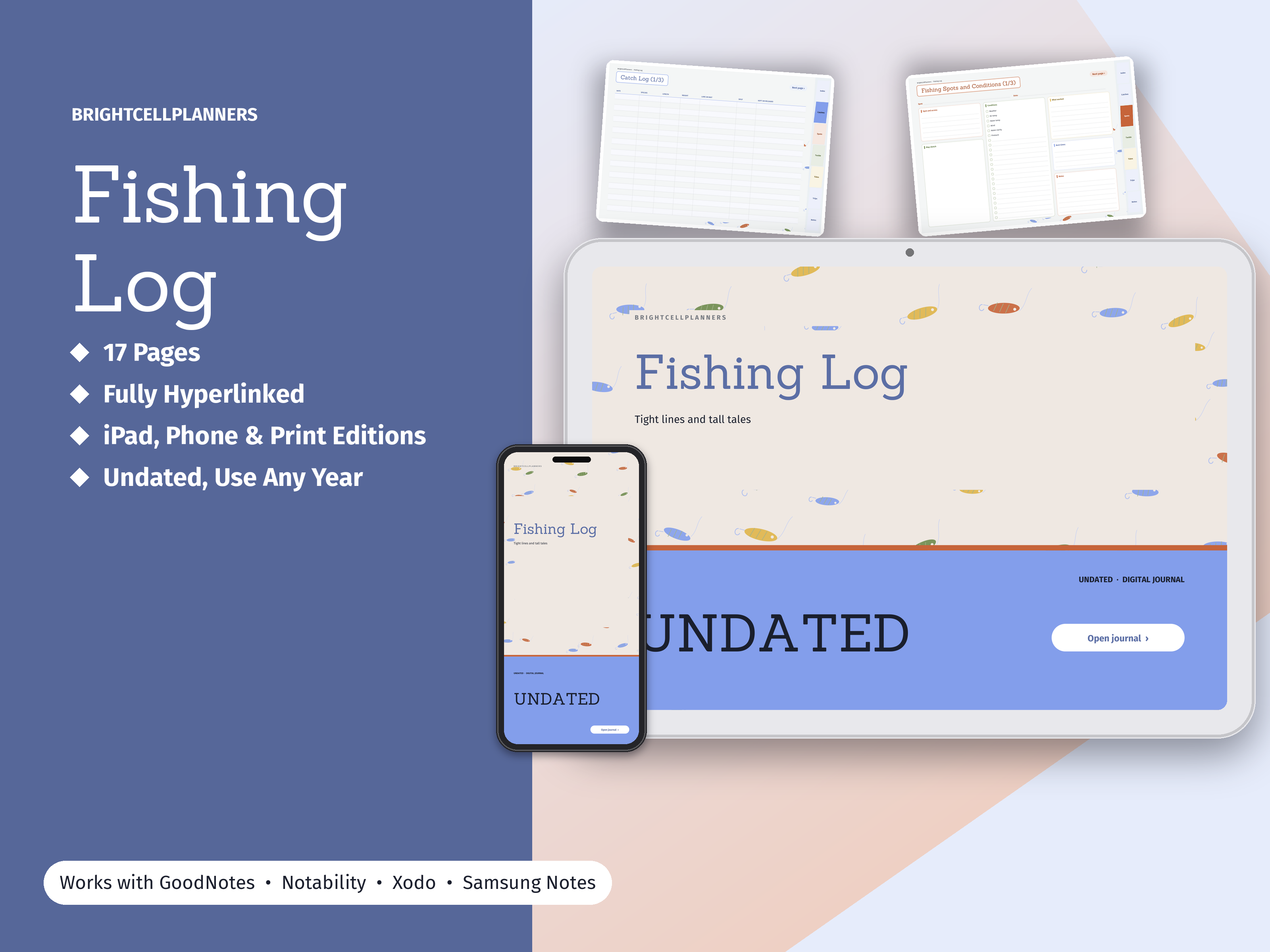 Fishing Log – Digital Planners by BrightCellPlanStudio