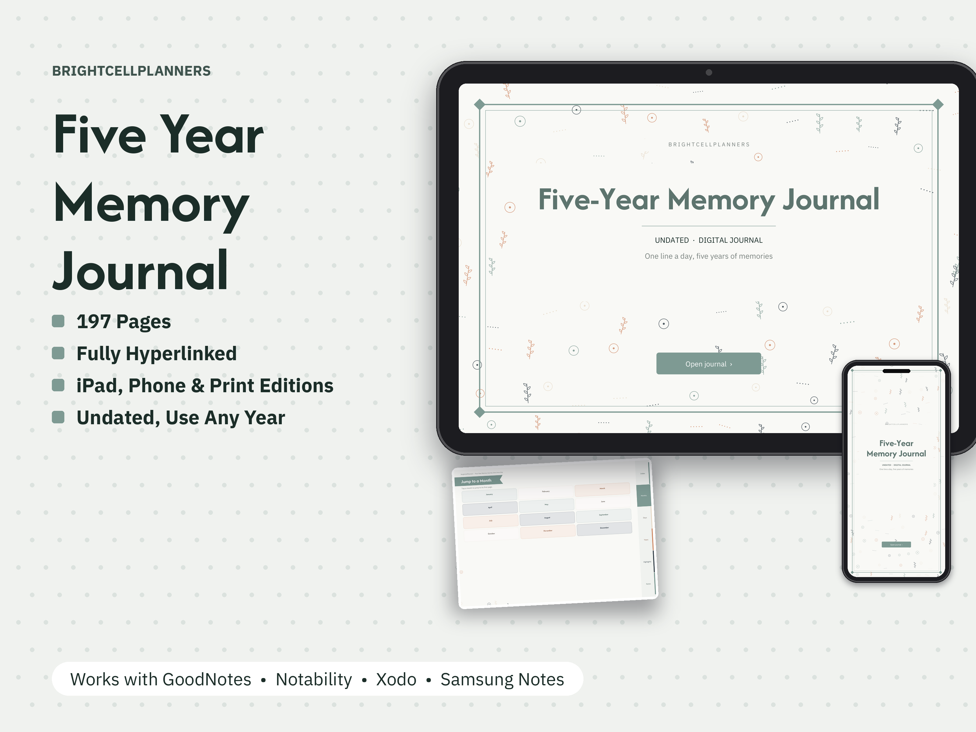 Five Year Journal – Digital Planners by BrightCellPlanStudio