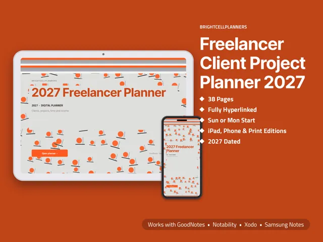 Freelancer Planner – Digital Planners by BrightCellPlanStudio