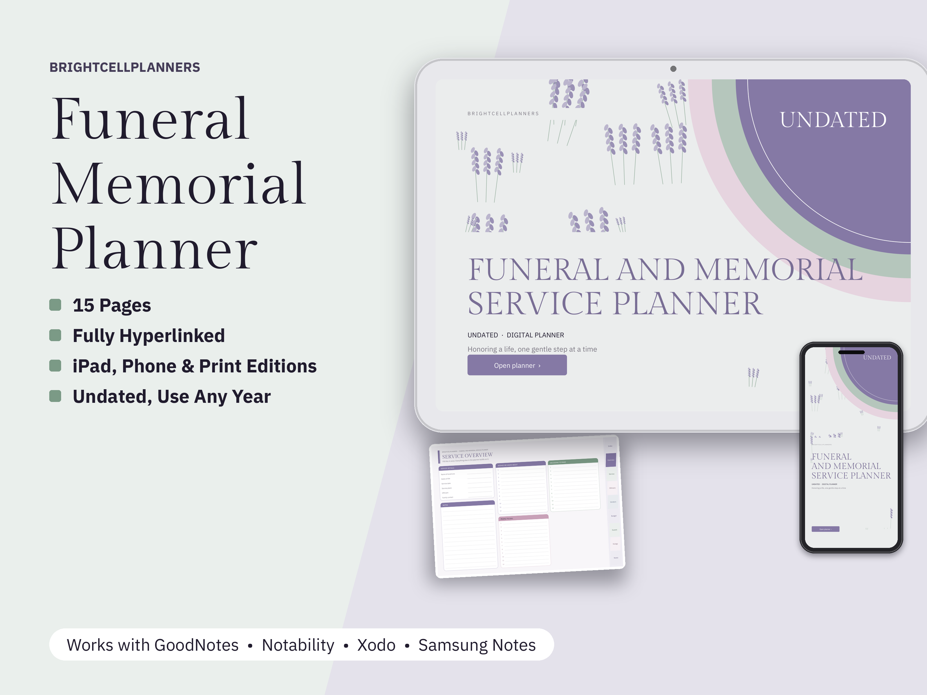 Funeral Planner – Digital Planners by BrightCellPlanStudio