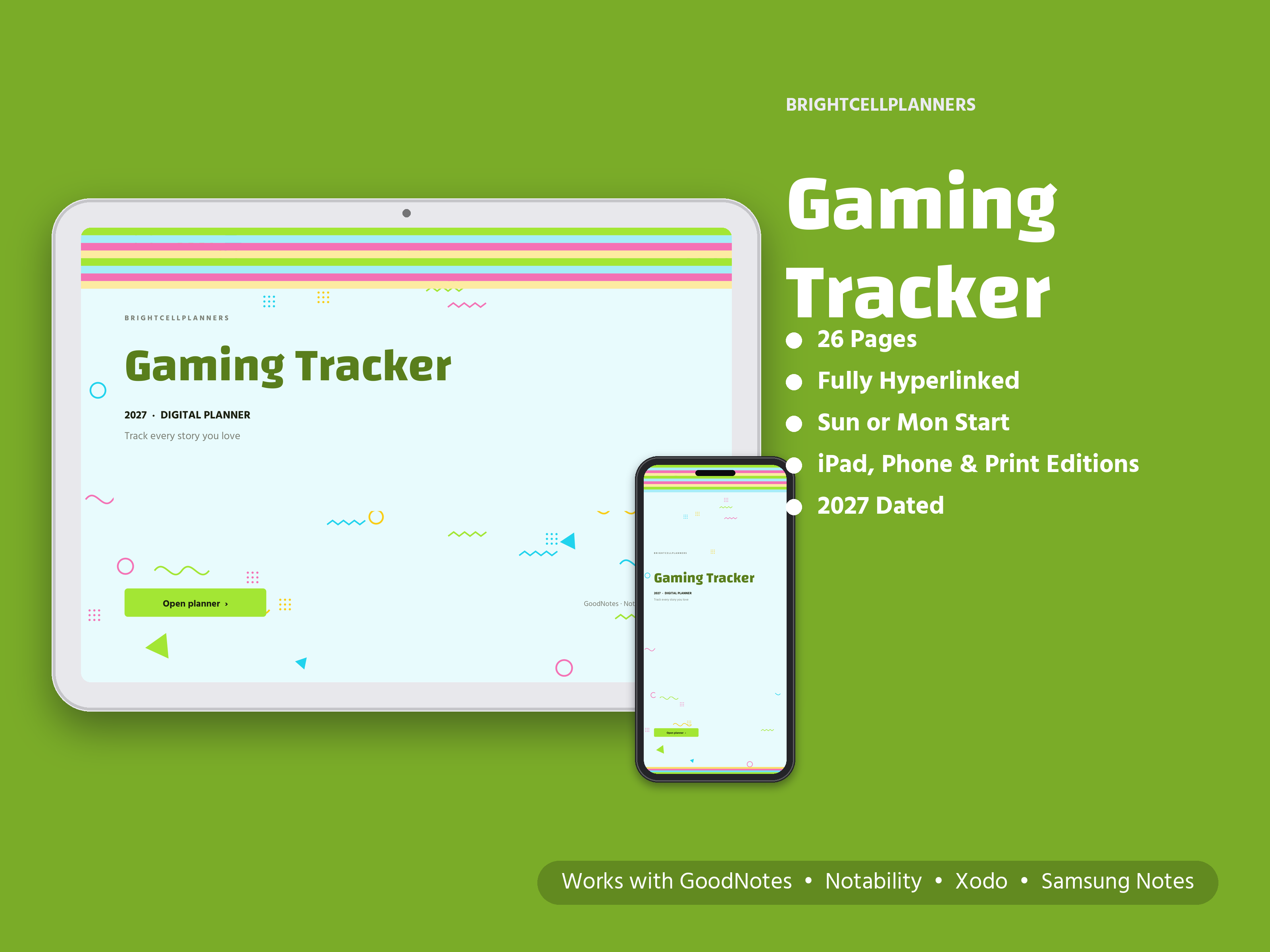 Gaming Tracker – Digital Planners by BrightCellPlanStudio