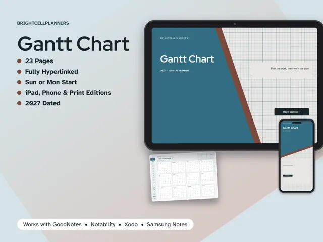Gantt Chart – Digital Planners by BrightCellPlanStudio