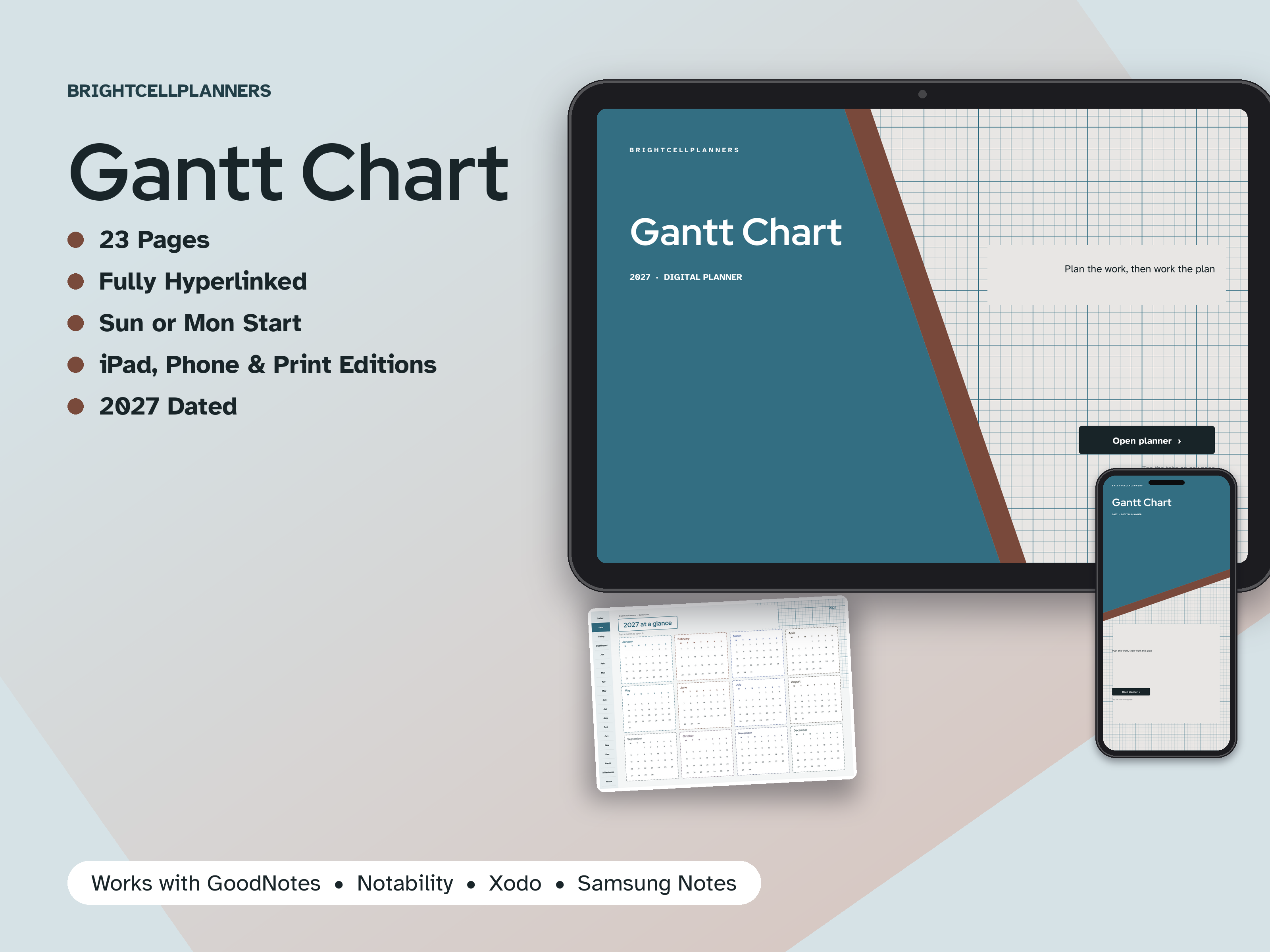 Gantt Chart – Digital Planners by BrightCellPlanStudio