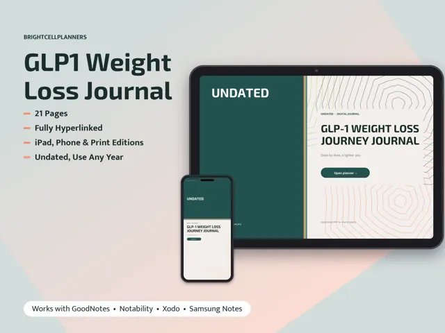 GLP-1 Weight Loss Journal – Digital Planners by BrightCellPlanStudio