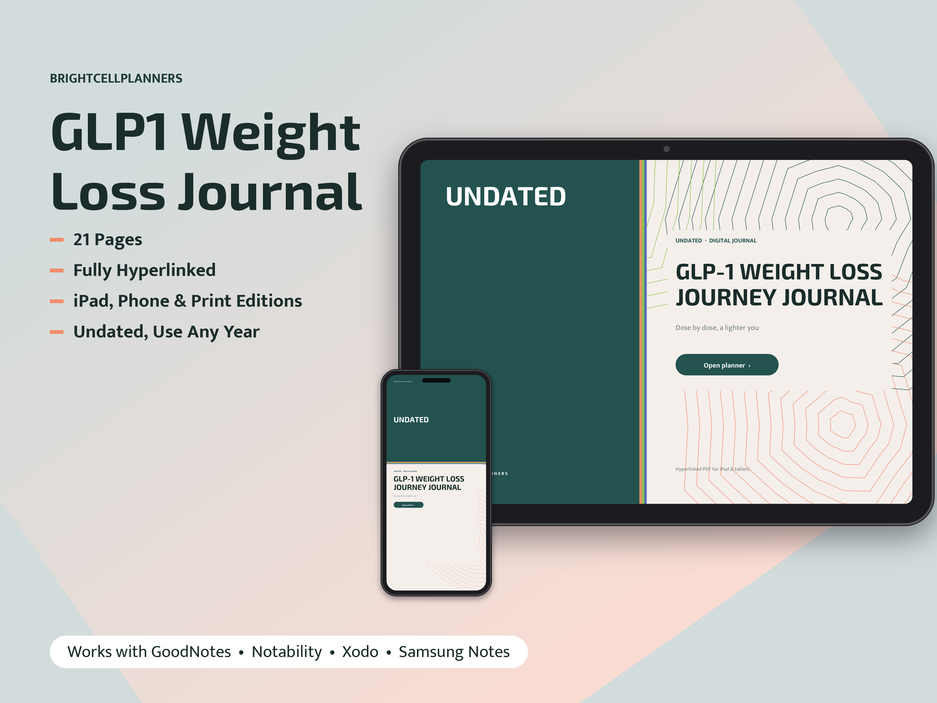 GLP-1 Weight Loss Journal – Digital Planners by BrightCellPlanStudio