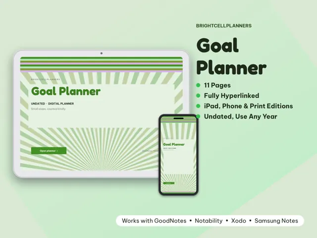 Goal Planner – Digital Planners by BrightCellPlanStudio