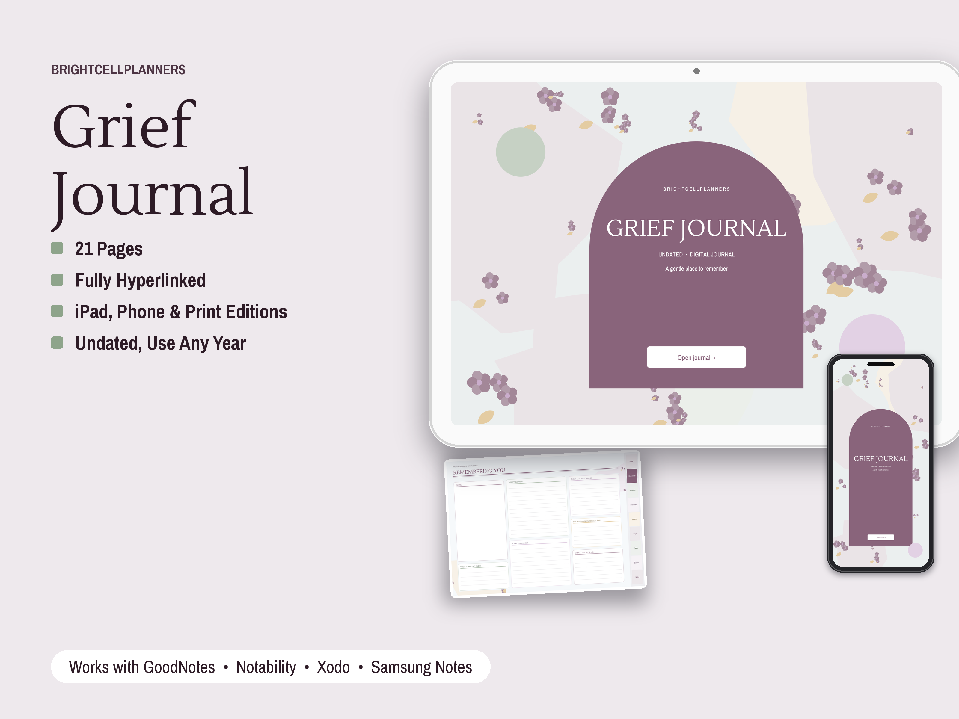 Grief Journal – Digital Planners by BrightCellPlanStudio