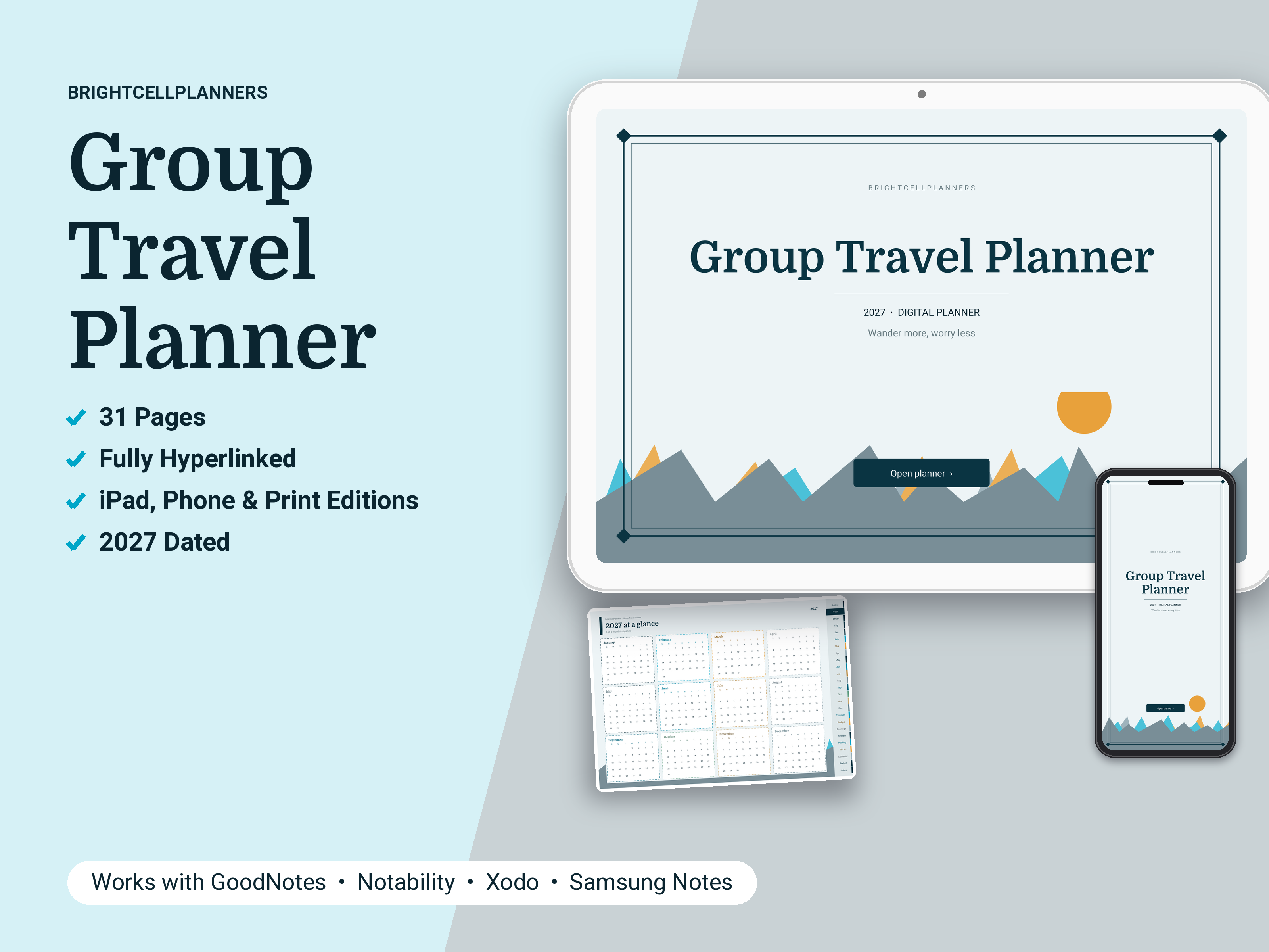 Group Travel Planner – Digital Planners by BrightCellPlanStudio