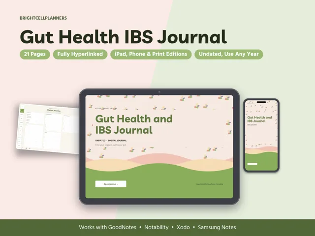 Gut Health Journal – Digital Planners by BrightCellPlanStudio