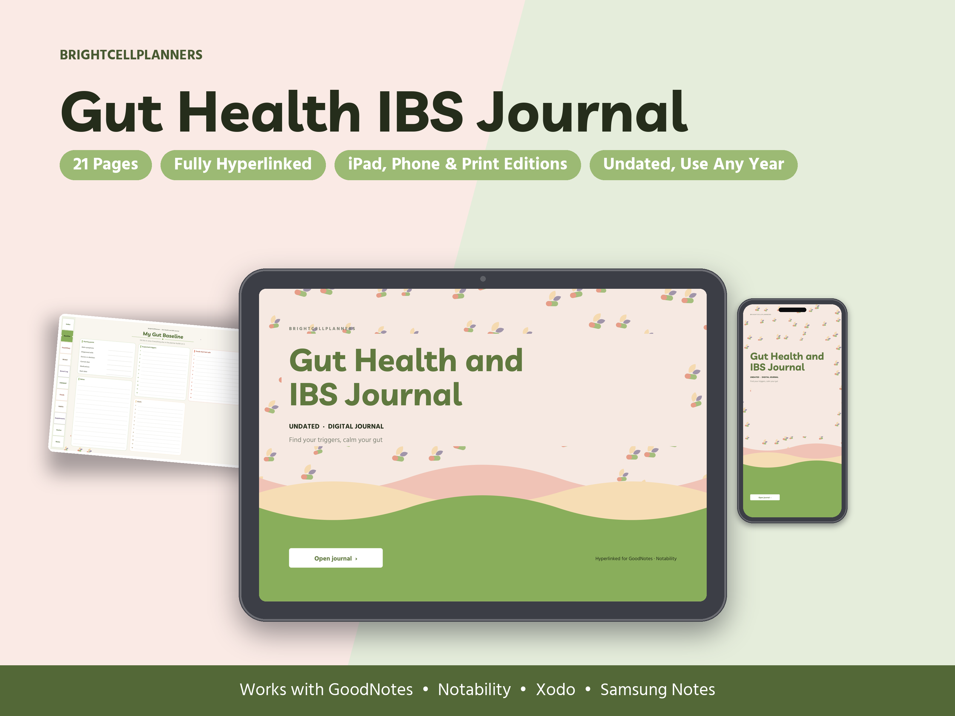 Gut Health Journal – Digital Planners by BrightCellPlanStudio