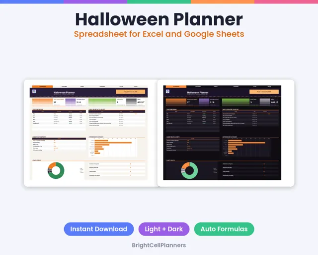 Halloween Planner – Spreadsheets by BrightCellPlanStudio