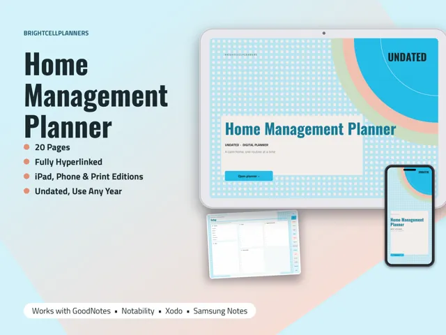 Home Management Planner – Digital Planners by BrightCellPlanStudio