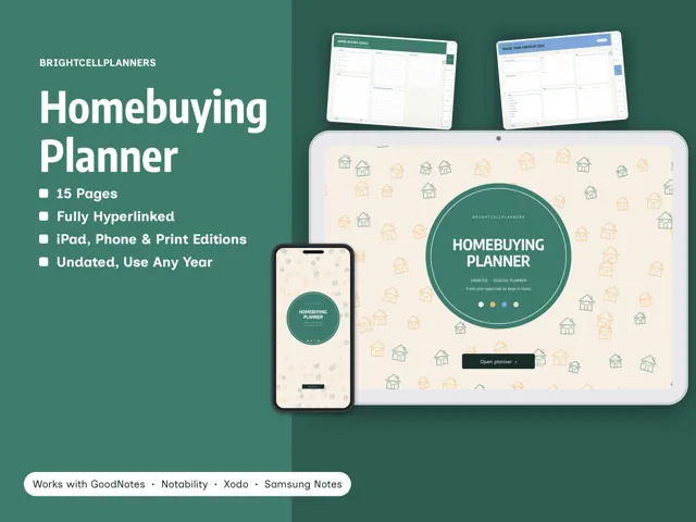 Home Buying Planner – Digital Planners by BrightCellPlanStudio