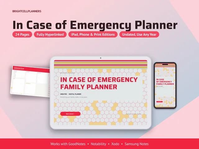 In Case of Emergency Binder Planner – Digital Planners by BrightCellPlanStudio