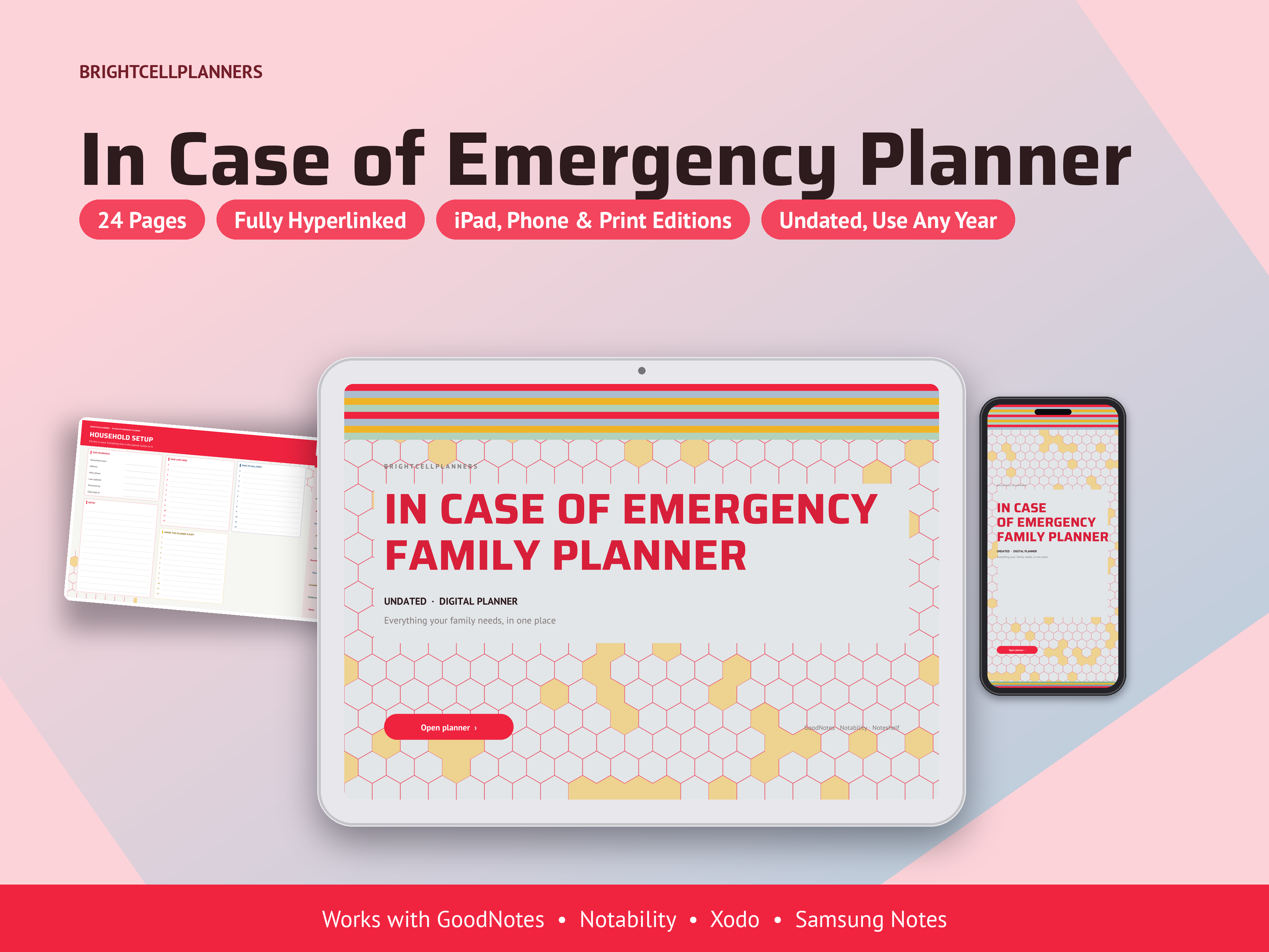 In Case of Emergency Binder Planner – Digital Planners by BrightCellPlanStudio