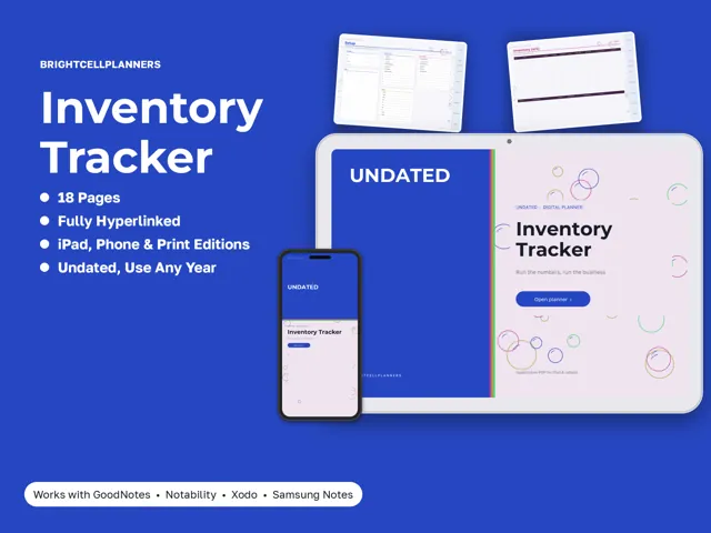 Inventory Tracker – Digital Planners by BrightCellPlanStudio
