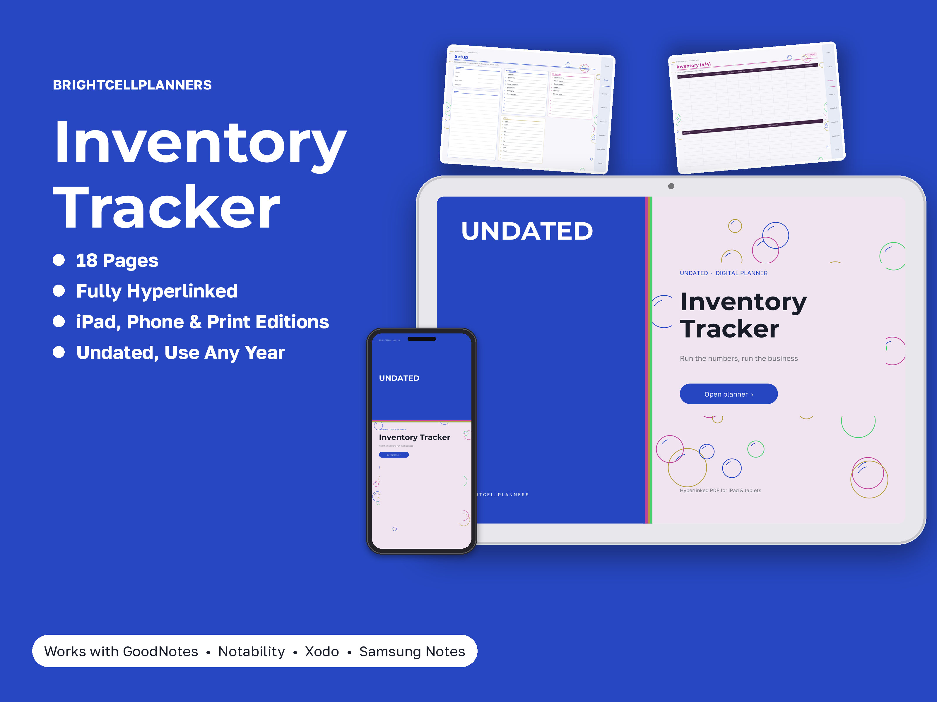 Inventory Tracker – Digital Planners by BrightCellPlanStudio