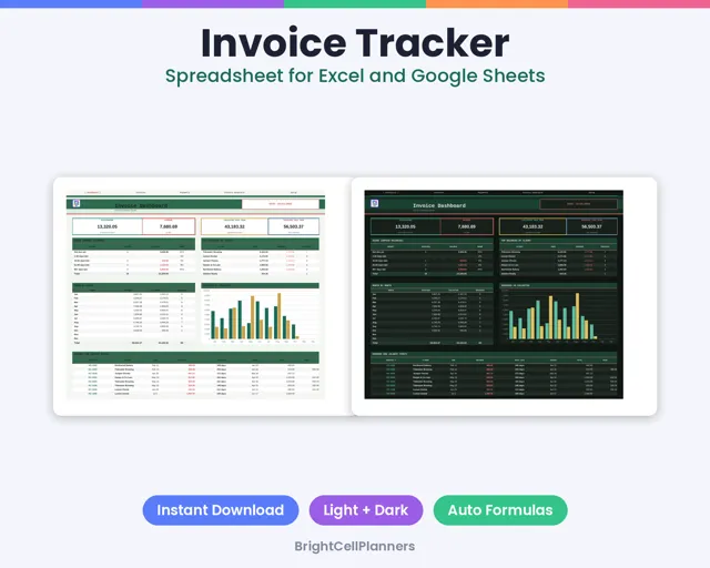 Invoice Tracker – Spreadsheets by BrightCellPlanStudio