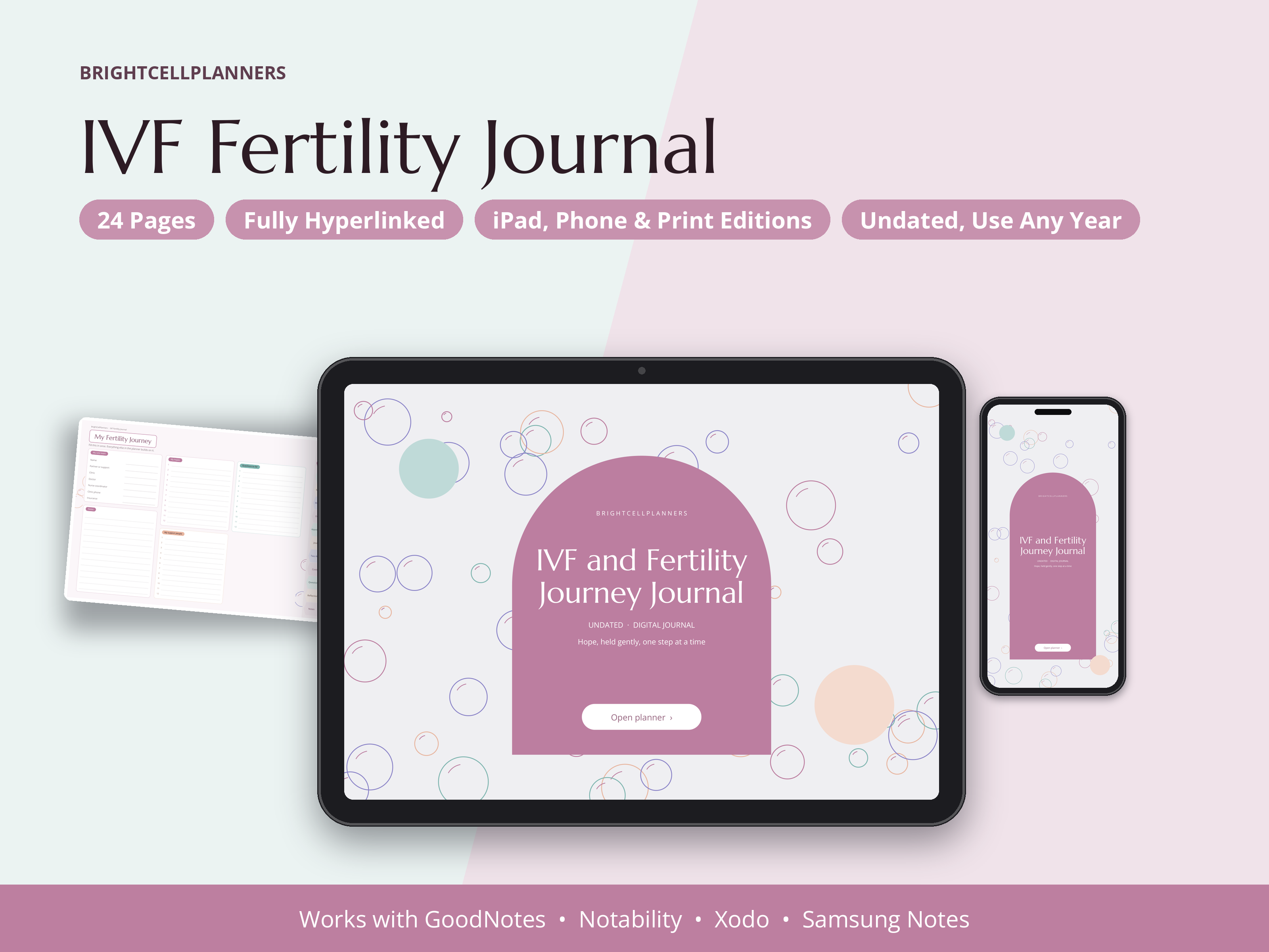 IVF Journal Fertility Planner – Digital Planners by BrightCellPlanStudio
