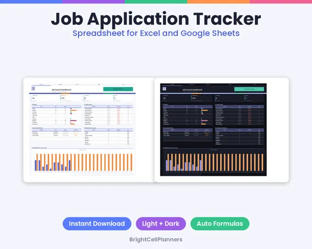Job Application Tracker – Spreadsheets by BrightCellPlanStudio