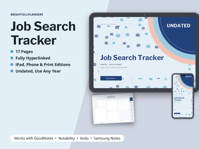 Job Search Tracker – Digital Planners by BrightCellPlanStudio
