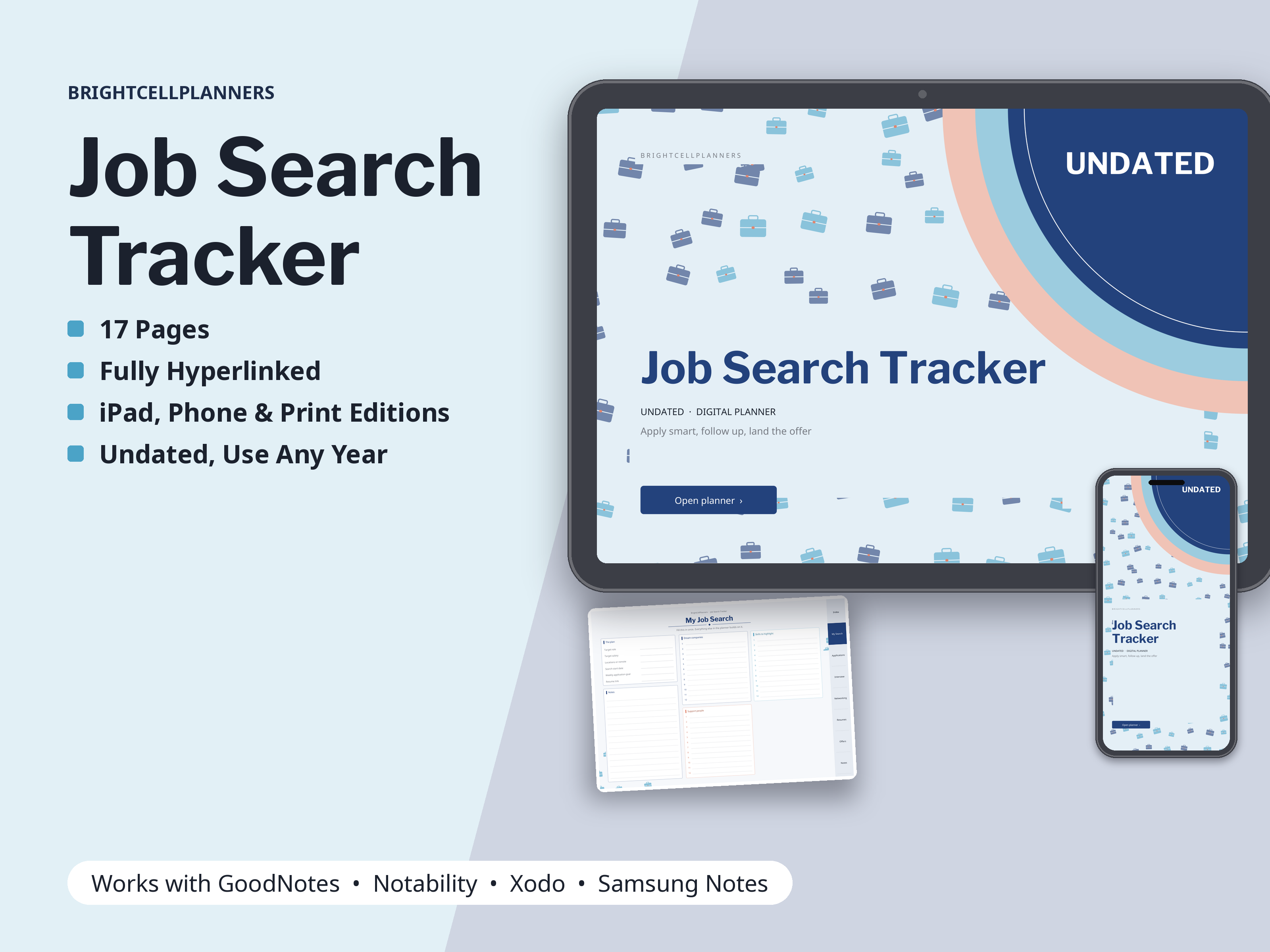 Job Search Tracker – Digital Planners by BrightCellPlanStudio