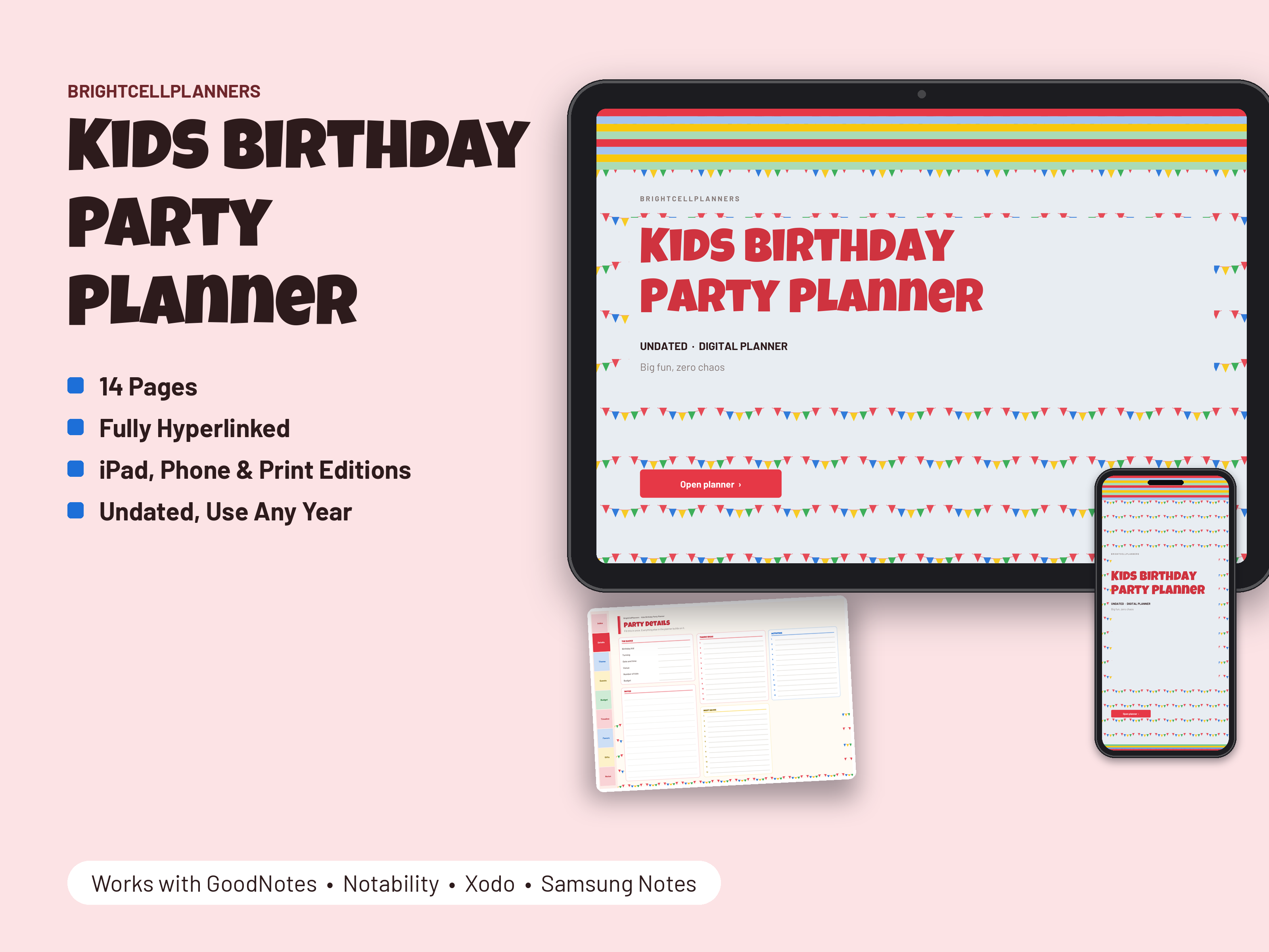 Kids Birthday Party Planner – Digital Planners by BrightCellPlanStudio