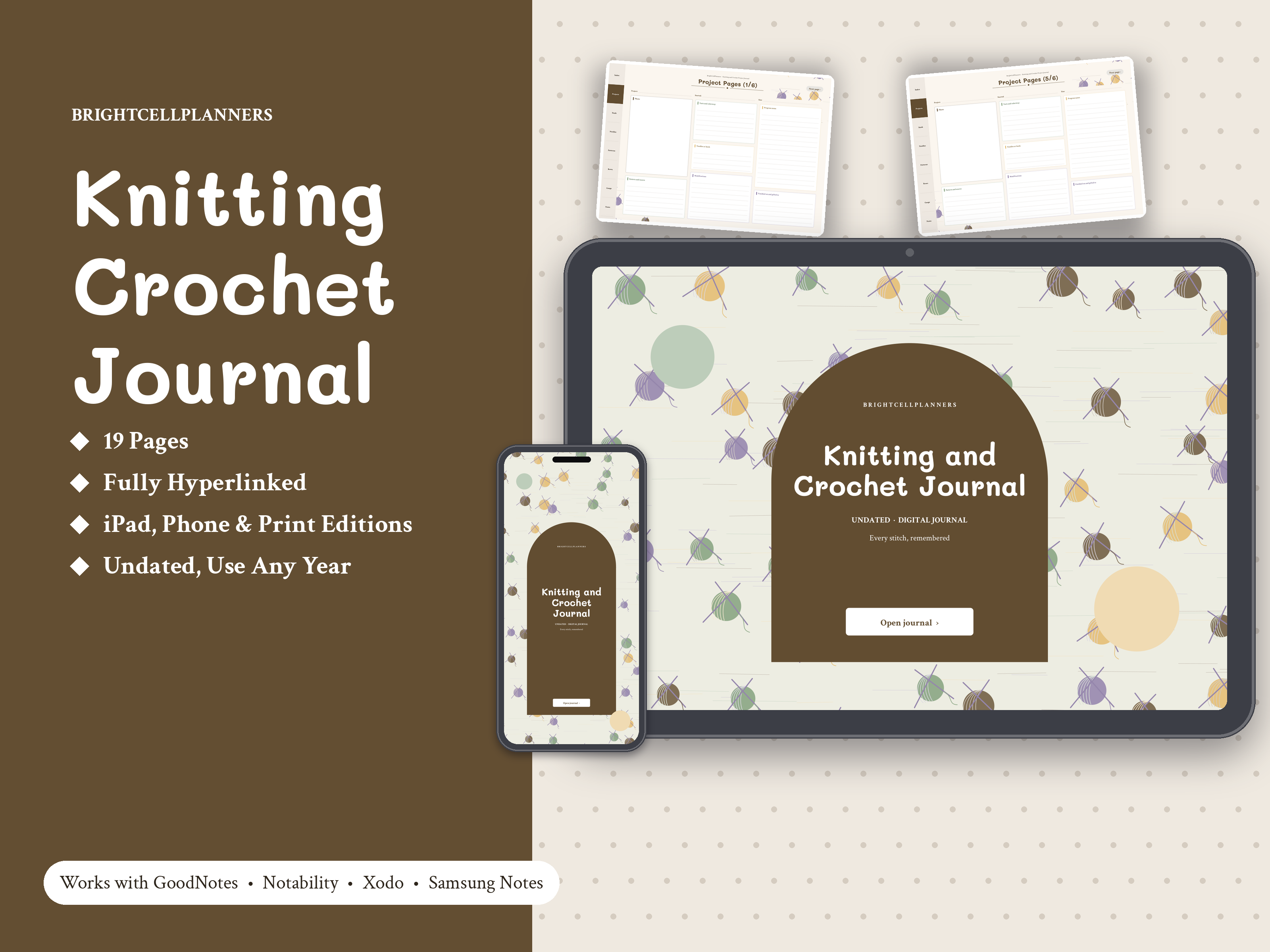 Knitting Journal – Digital Planners by BrightCellPlanStudio
