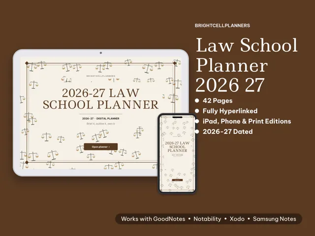 -27 Law School Planner – Digital Planners by BrightCellPlanStudio