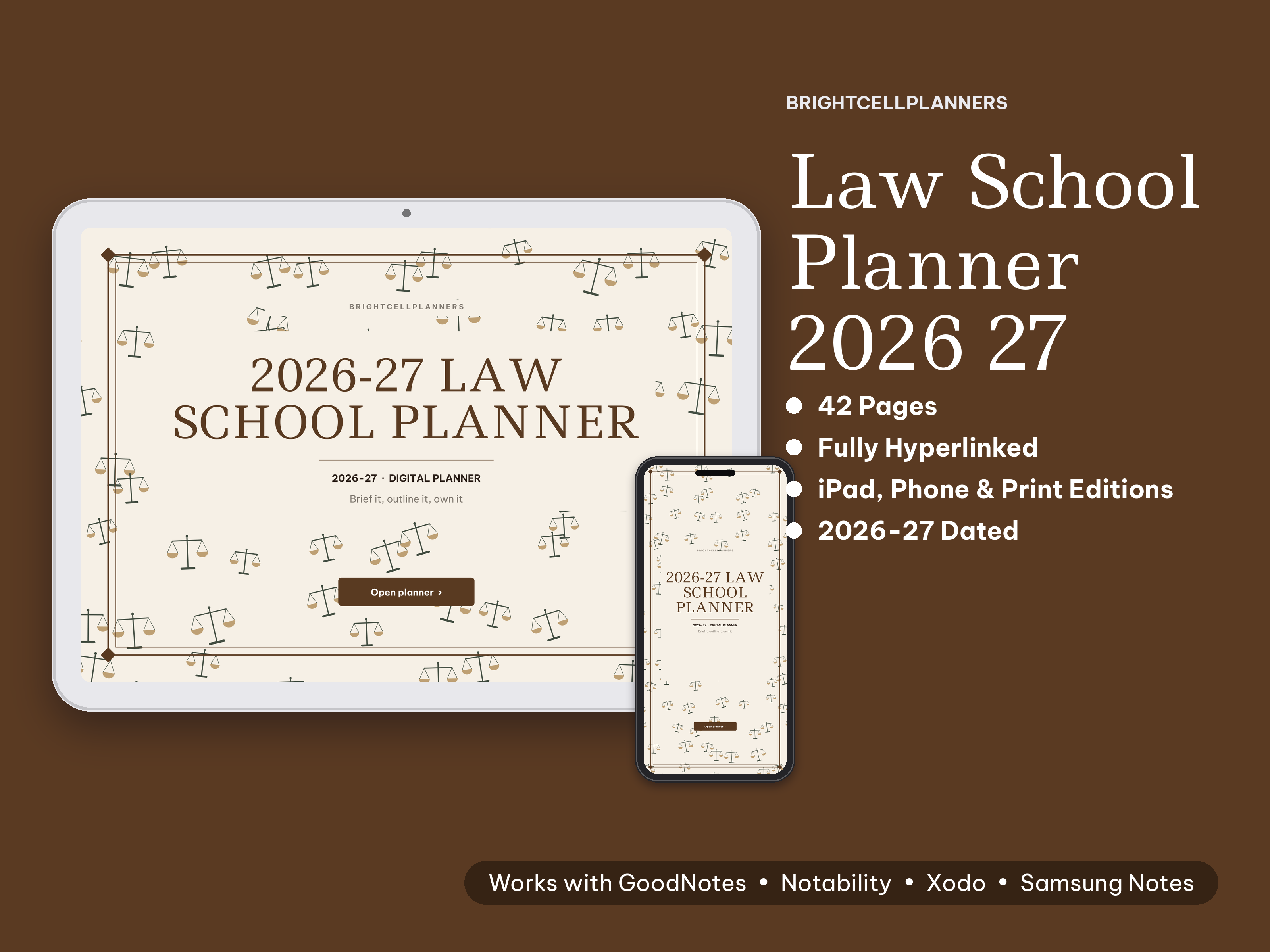 -27 Law School Planner – Digital Planners by BrightCellPlanStudio