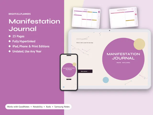 Manifestation Journal – Digital Planners by BrightCellPlanStudio