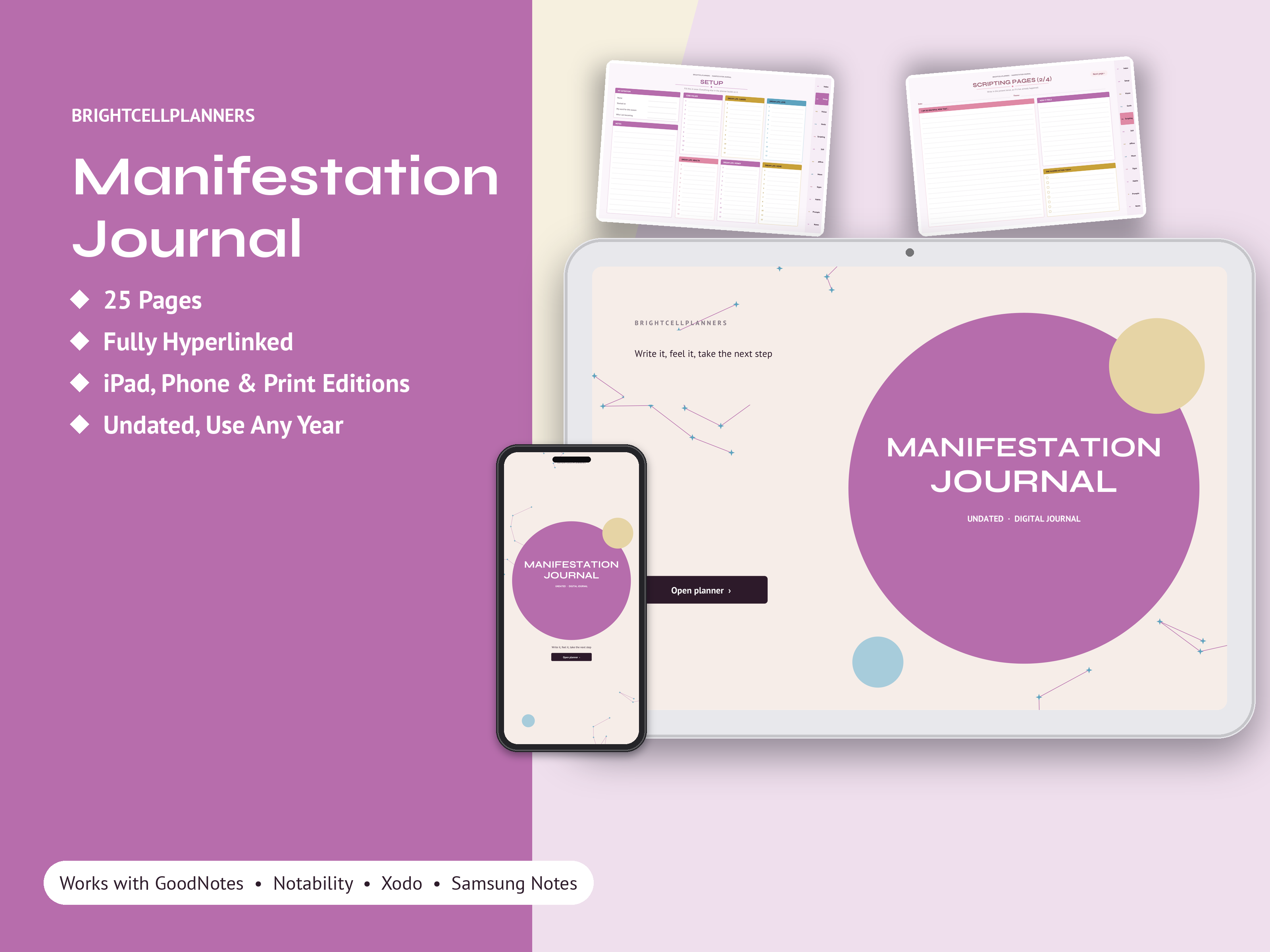 Manifestation Journal – Digital Planners by BrightCellPlanStudio