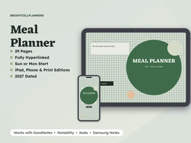 Meal Planner – Digital Planners by BrightCellPlanStudio