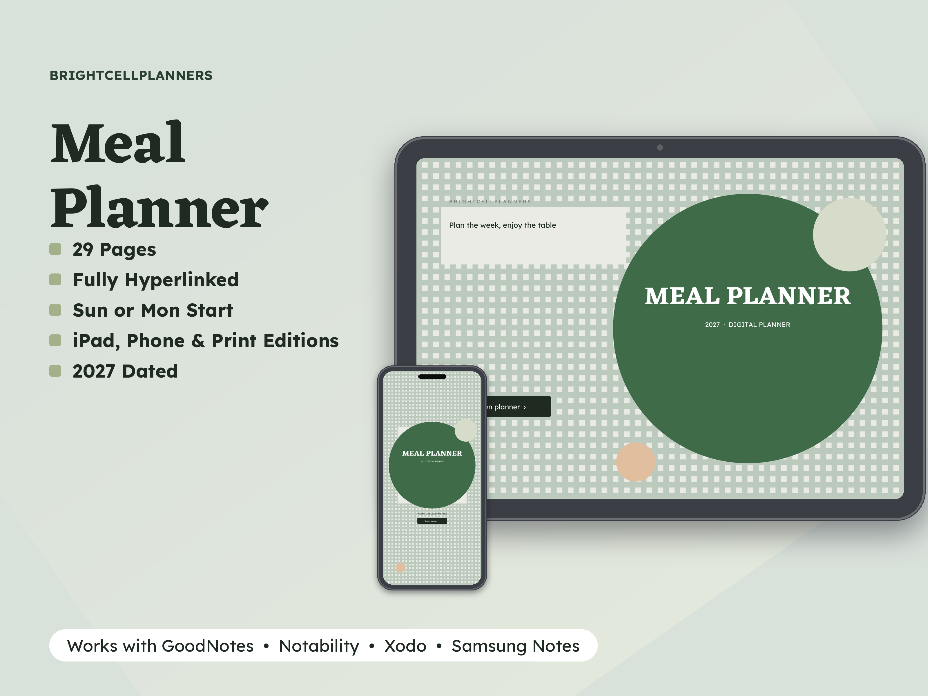 Meal Planner – Digital Planners by BrightCellPlanStudio