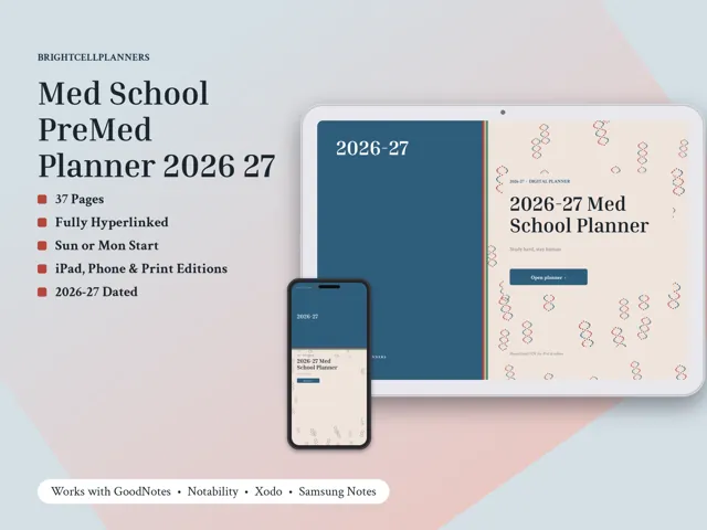 -27 Med School Planner – Digital Planners by BrightCellPlanStudio