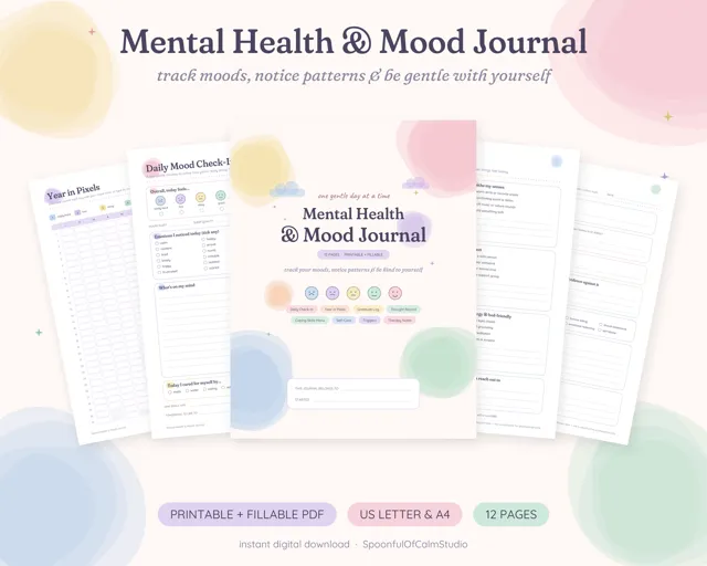 Mental Health Journal Printable – Printables by SpoonfulOfCalmStudio