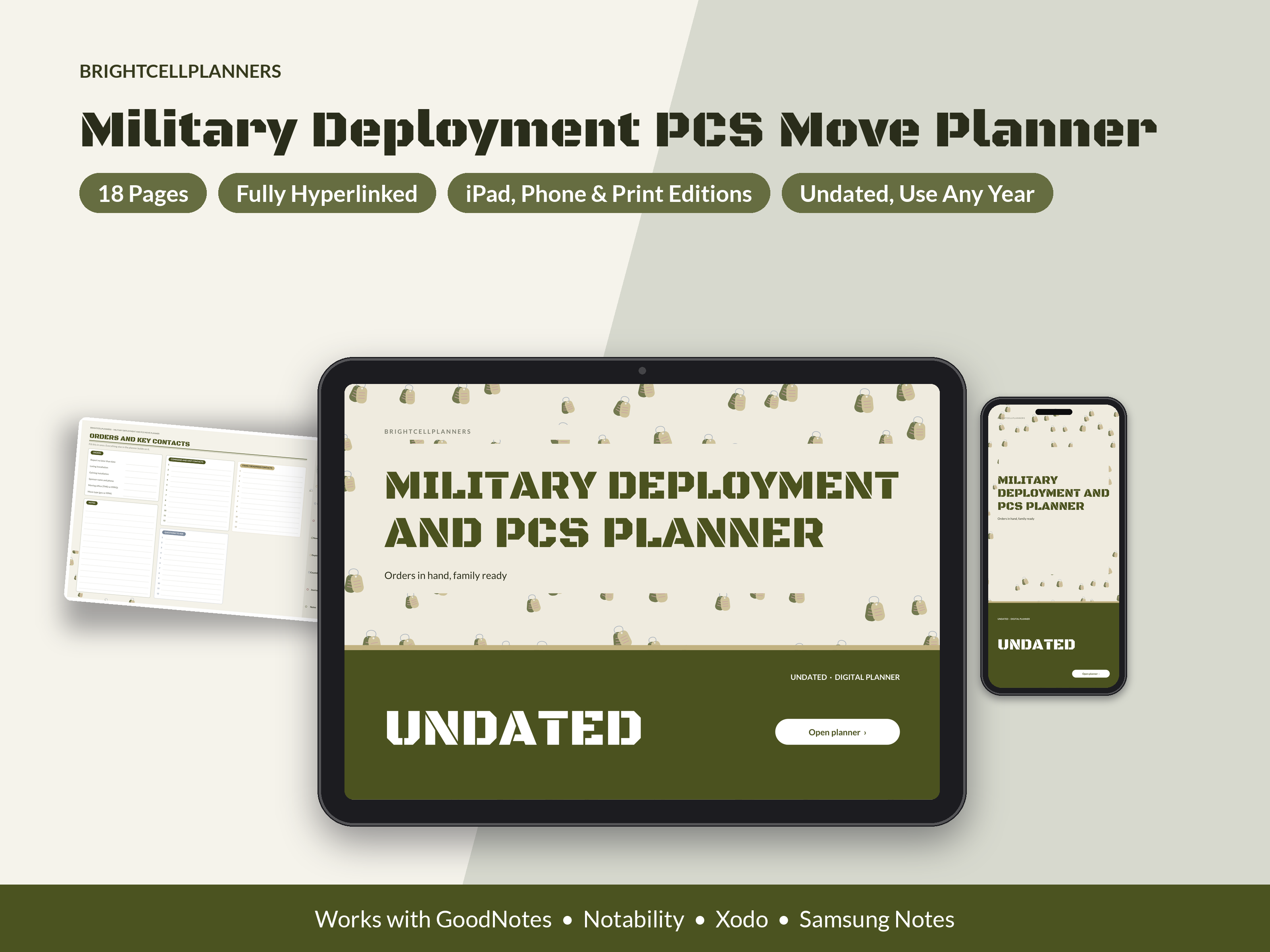 Military PCS Planner – Digital Planners by BrightCellPlanStudio